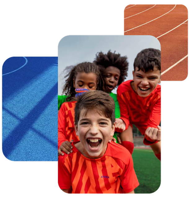 Children in red sports uniforms